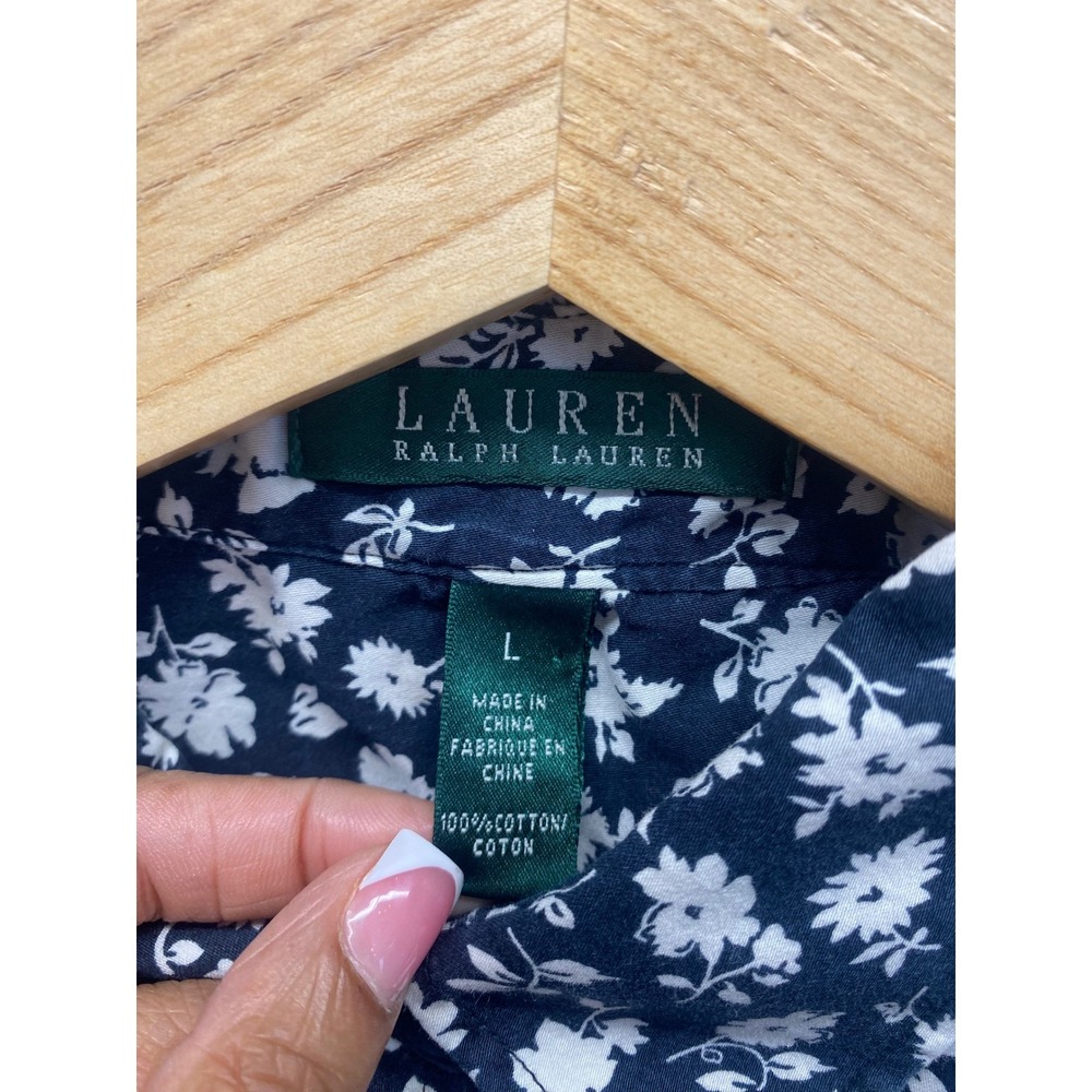 Lauren Ralph Lauren Button Down Shirt Womens Large Floral Cotton Cottage - Picture 4 of 6